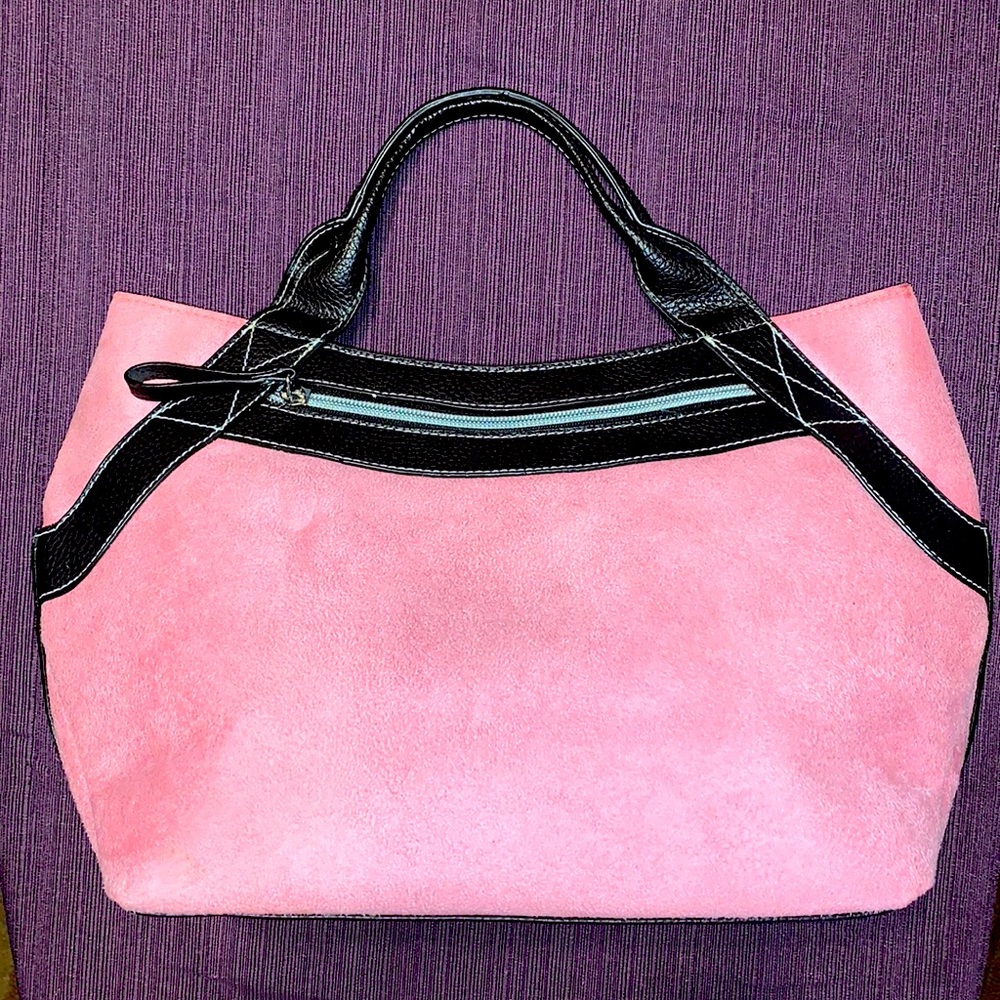 Victoria's Secret Pink Suede Brown Trim Purse Silky Interior New Without Tags